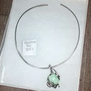 Handmade Sterling Silver Necklace from India green